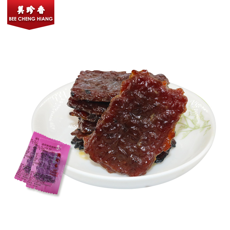 BEE CHENG HIANG 美珍香 迷你休闲烧烤牛肉100g小包装零食(非牛肉脯,手工铺制牛