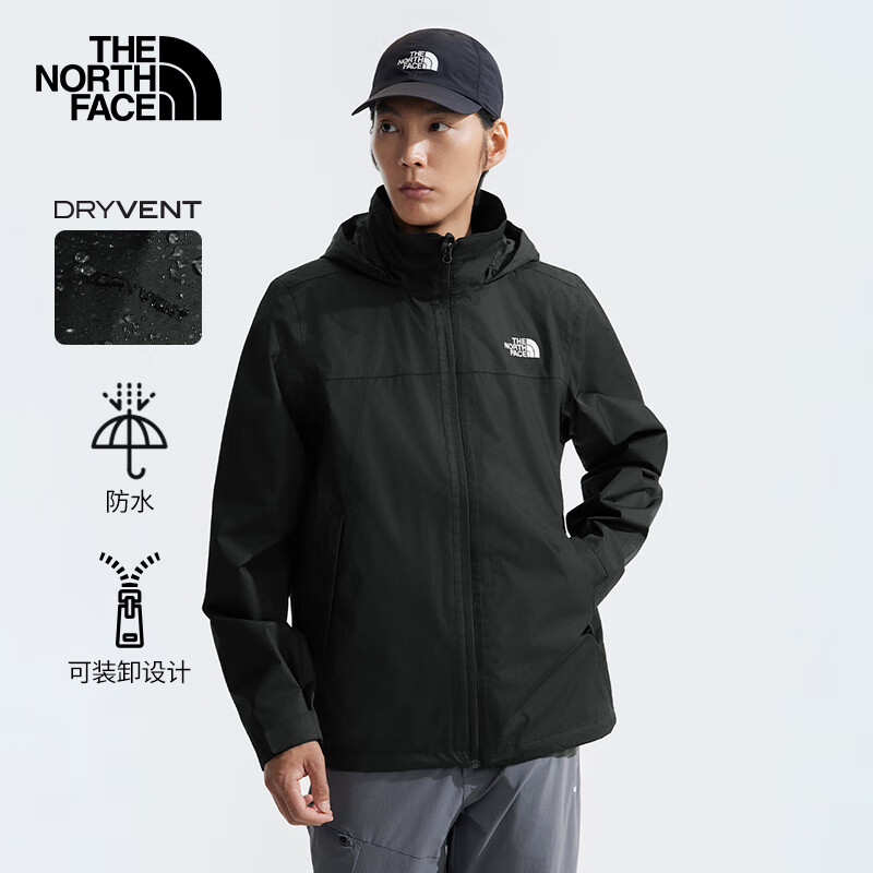 THE NORTH FACE 北面 冲锋衣男户外防风防泼单层硬壳外套88FR 黑色/4H0 S 4H0/黑色 S