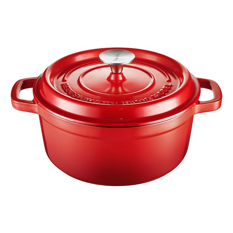 炊大皇 珐琅锅铸铁锅家用炖锅砂锅汤锅焖烧锅不粘锅电磁炉燃气煮锅24cm 红