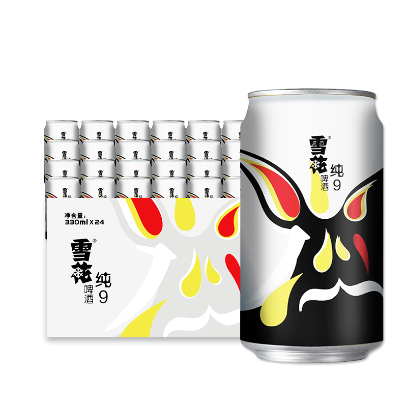 再降价、PLUS会员：雪花啤酒（Snowbeer） 纯9 330ml*24听 *3件 94.44元+运费（合31.4