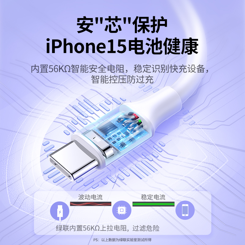 UGREEN 绿联 iphone15promax充电线type-c超级快充 9.9元（需用券）