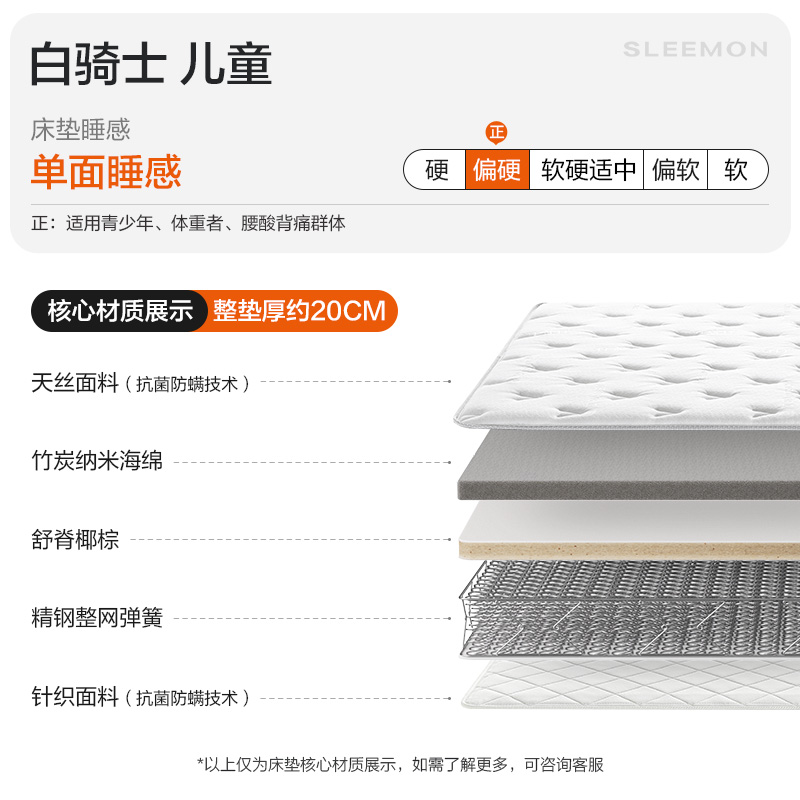 喜临门 Sleemon 白骑士Plus 双面睡感25CM 1.8mx2m床垫 1760.74元