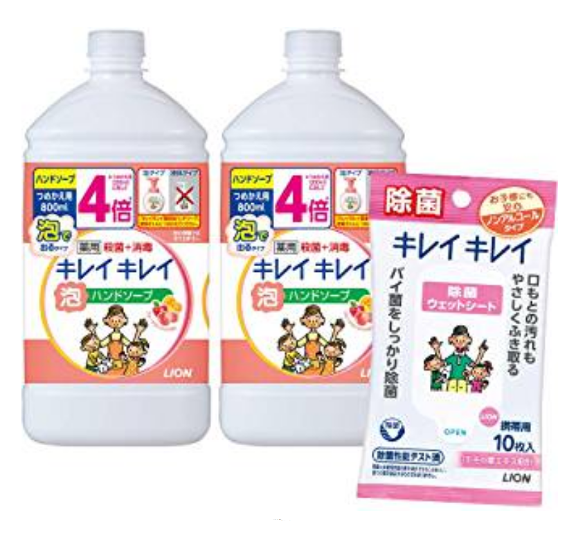 Lion 狮王 KIREI KIREI 儿童泡沫洗手液 800ml×2瓶+便携装湿巾10片72.04元