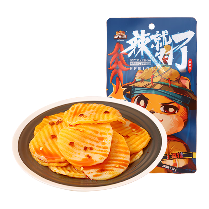 三只松鼠 烧烤味土豆片 100g 3.6元