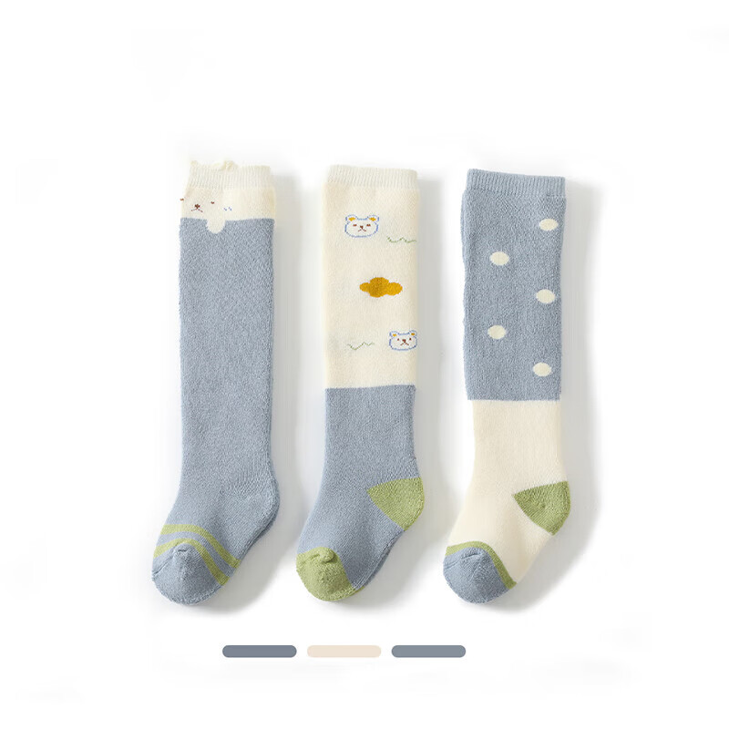 USBETTAS 贝肽斯 婴儿长筒袜子 蓝色小兔 0-6个月【适合脚长7-9cm】 29.9元包邮（