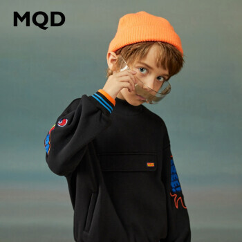 MQD 马骑顿 男童半高领加绒卫衣 黑色 79元(需用券)