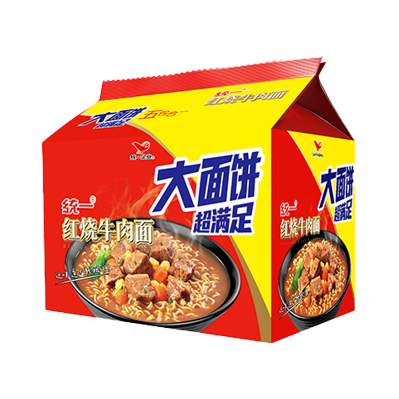 限地区需抢券统一红烧牛肉面大袋大面饼五合一方便面泡面136g5袋新老
