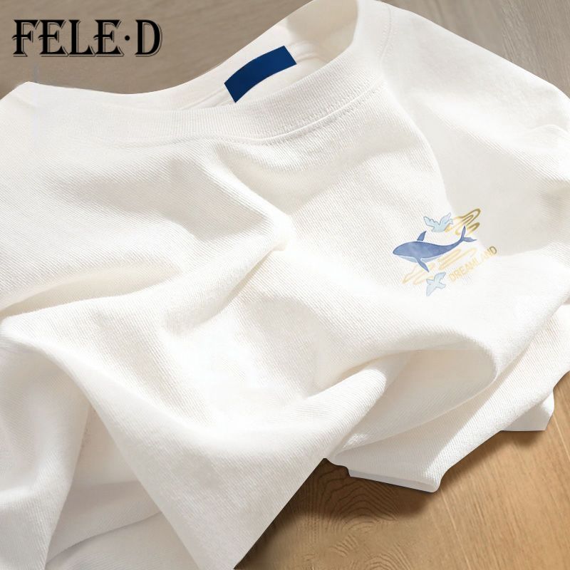 FELE·D 飞拉丹顿 100%新疆纯棉短袖专柜大牌清仓t恤夏季宽松大码体恤上衣 6.8