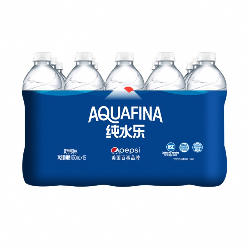 纯水乐 AQUAFINA 百事可乐 纯水乐 AQUAFINA 饮用纯净水 550ml*15瓶 整箱装 百事出