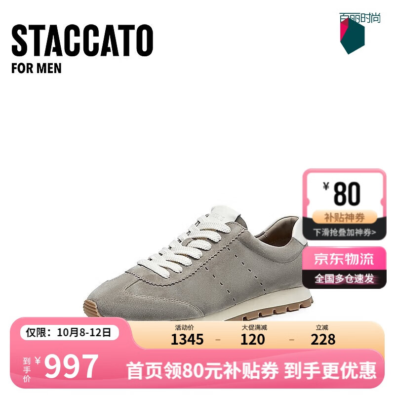 STACCATO 思加图 2024秋季小白鞋德训鞋阿甘鞋运动休闲鞋男鞋H4589CM4 复古卡其 4