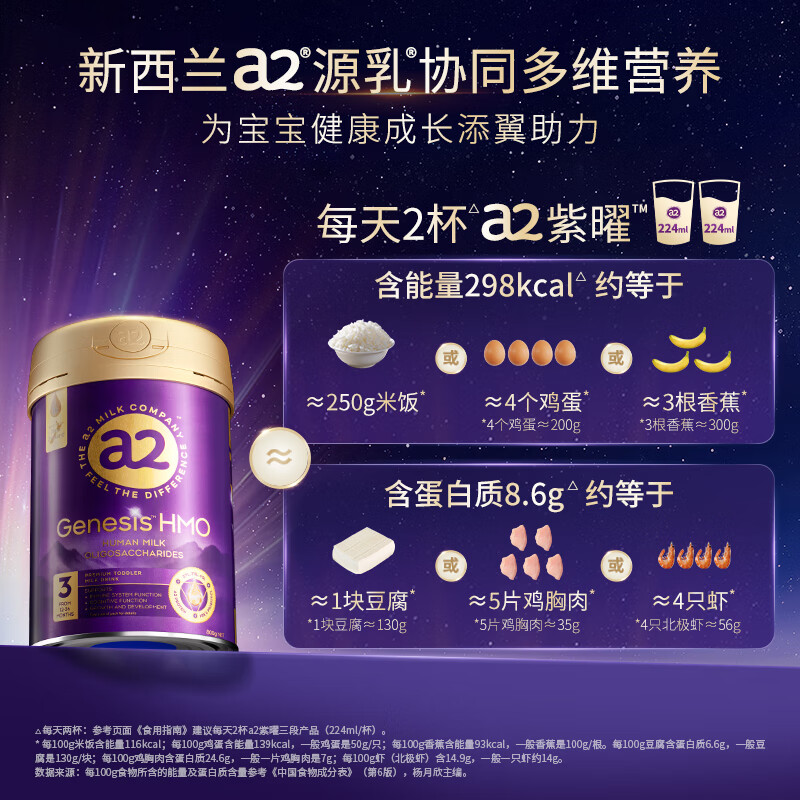 值选：a2 艾尔 紫曜A2蛋白+6HMO和益生菌婴儿奶粉3段 800g 291.03元包邮