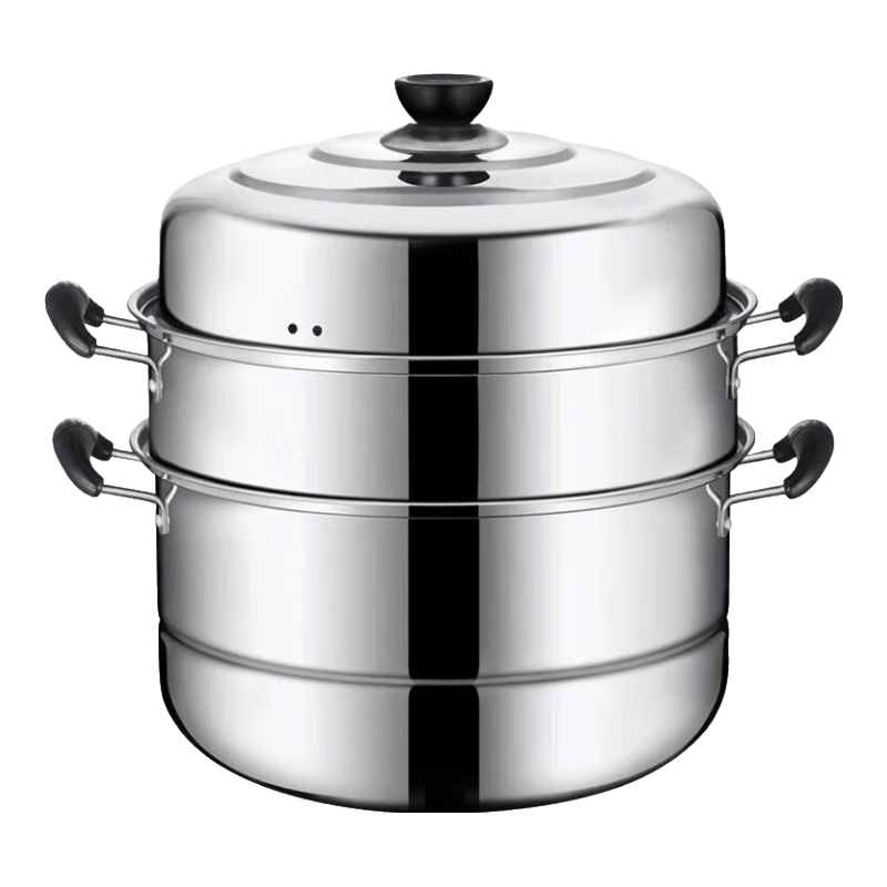 加厚不锈钢双层蒸锅 26cm 家用二三层锅 电磁炉煤气灶通用 15.9元