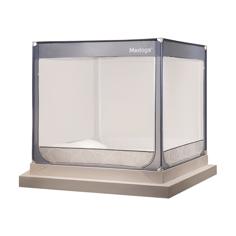 美朵嘉 防摔蚊帐三开门儿童加密帐纱防掉床抗菌A类防尘家用蚊帐架 193元