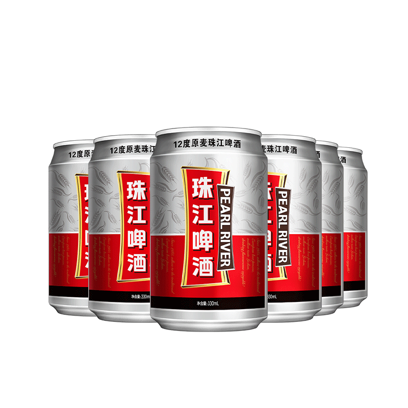 概率券、plus会员：珠江啤酒（PEARL RIVER）12度 珠江原麦啤酒 330ml*6听 连包装 14.7元
