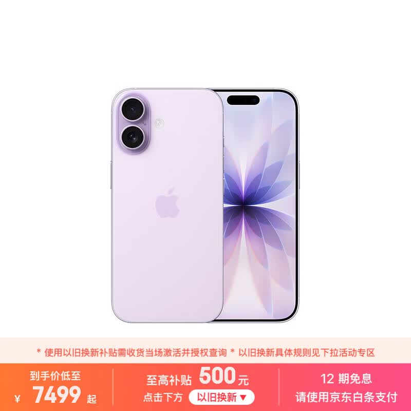 Apple iPhone 17 5G手机 8GB+512GB 薰衣草紫色 7999元