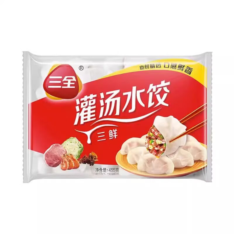 三全 灌汤水饺 猪肉三鲜 455g *1袋 10.36元（需用券）