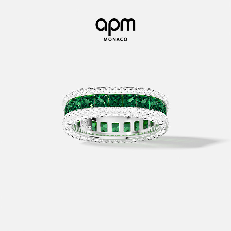 APM Monaco 绿色密镶戒指手饰撞色混搭现代独特摩登设计感圣诞 1120元