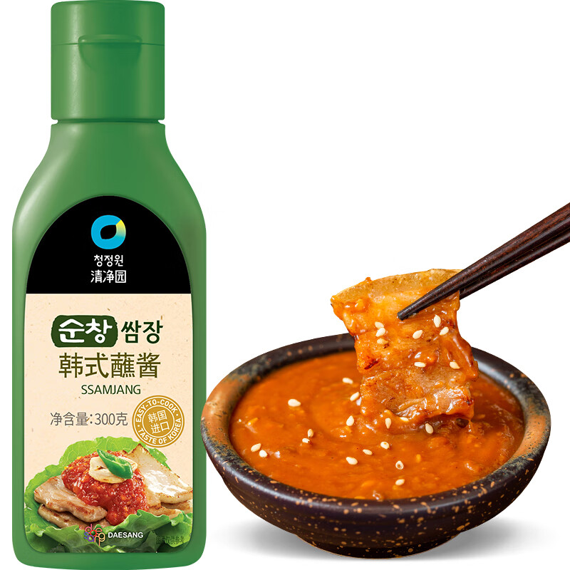清净园 韩国进口 韩式蘸酱300g 火锅烤肉烧烤蘸酱 烤肉包生菜风味料理酱 24.9元