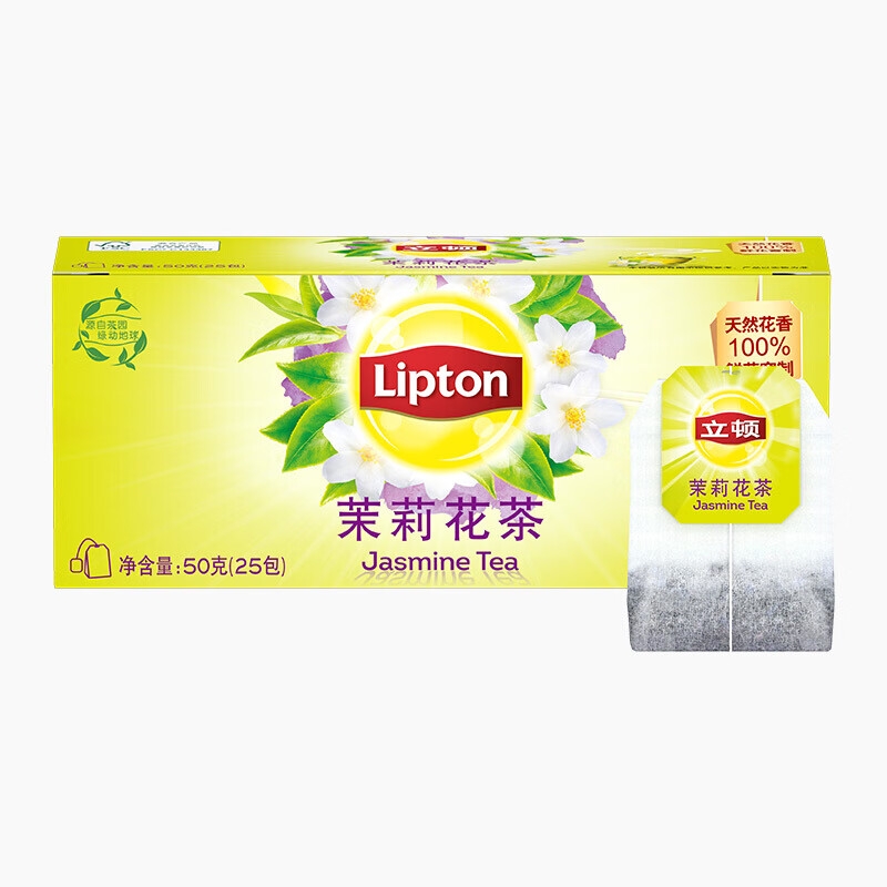 22日0点：Lipton 立顿 茉莉花茶 25包 12.9元包邮（需用券）