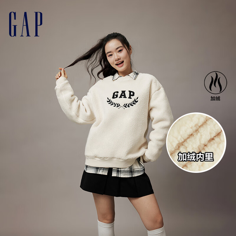 Gap 盖璞 男女装秋季款LOGO仿羊羔绒宽松廓形卫衣休闲上衣762596 103元