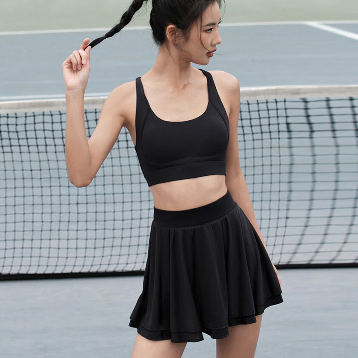 La Nikar 运动短裙女瑜伽跑步舞蹈半身裙网球羽毛球裙 黑色 S 120.17元（需买3