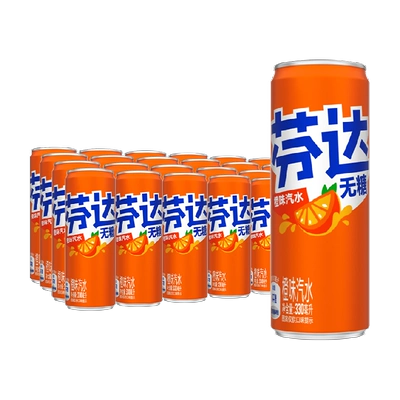 天降礼金、88VIP：可口可乐 无糖芬达 橙味碳酸饮料 330ml×24罐 34.86元