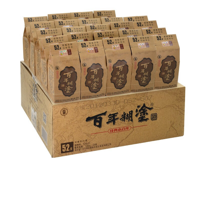 百年糊涂 经典小百年 贵州酿造 粮食酒 小酒 52度 125mL 24瓶 306.02元（需用券