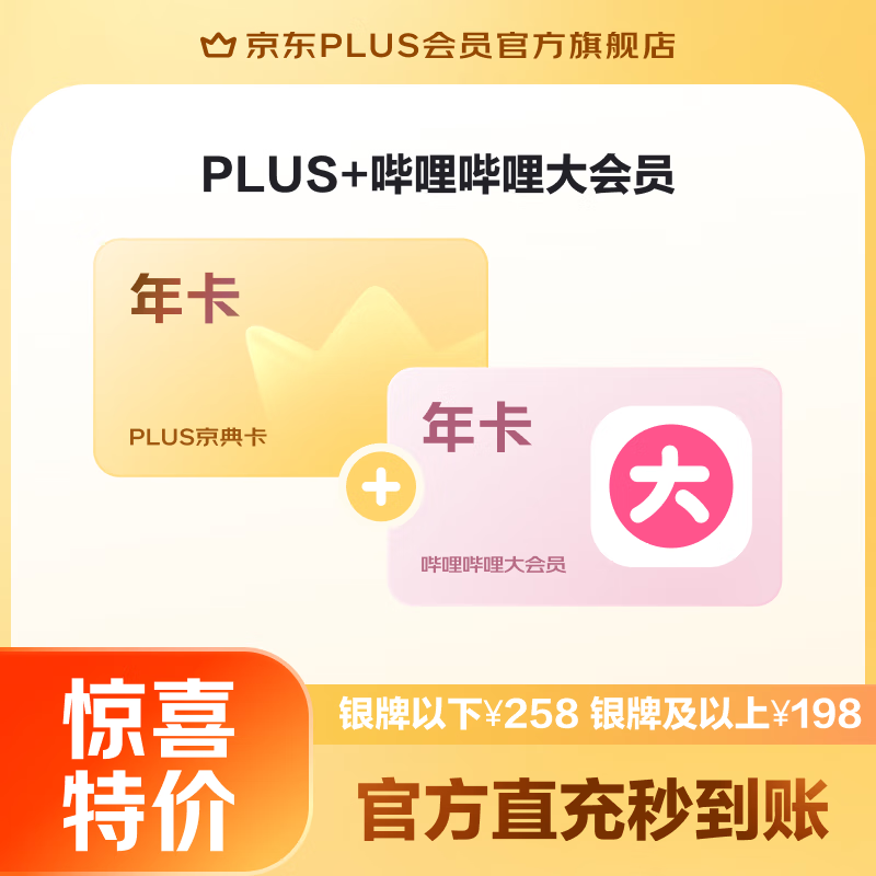 JINGDONG 京东 哔哩哔哩 PLUS 大会员联名年卡 128元