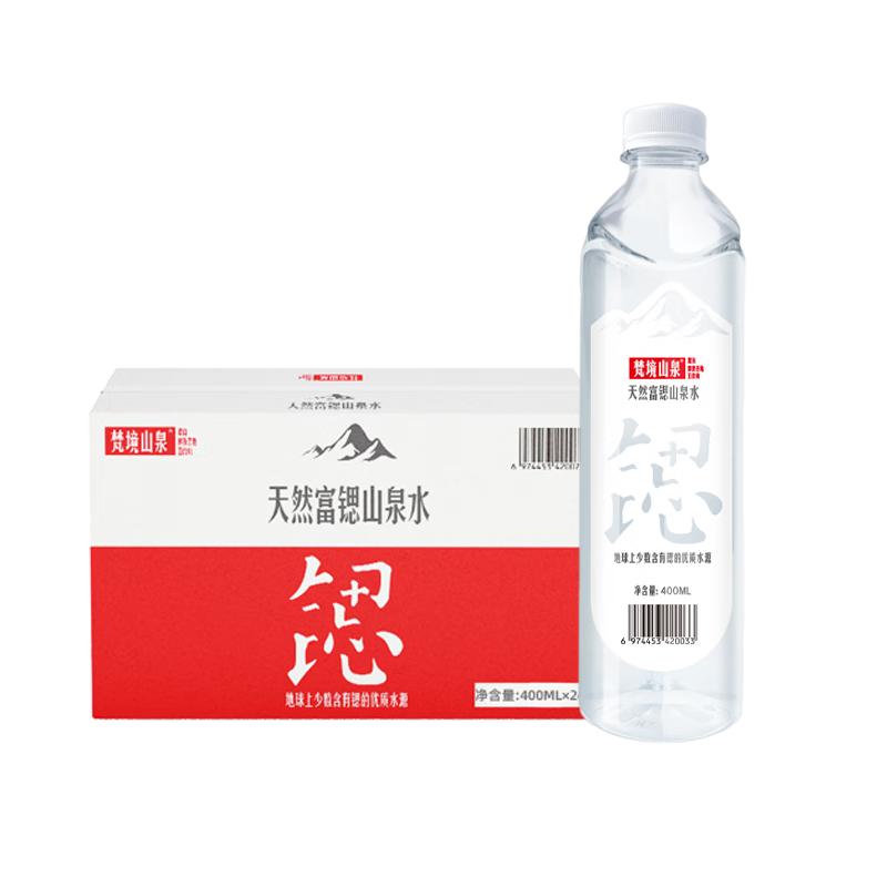 PLUS会员、需首购：梵境山泉 五台山天然山泉水 400ML*24瓶 *3件 95.35元（需用