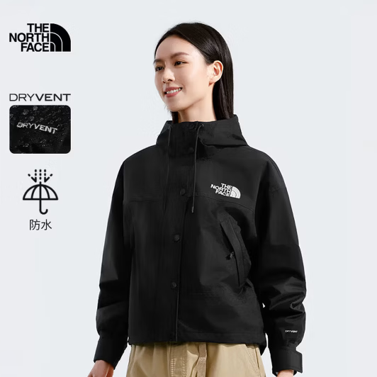 北面 硬壳女2025春夏新款高腰短款挡风防雨耐用耐磨8DGK 宇宙黑 2XL 538元（需