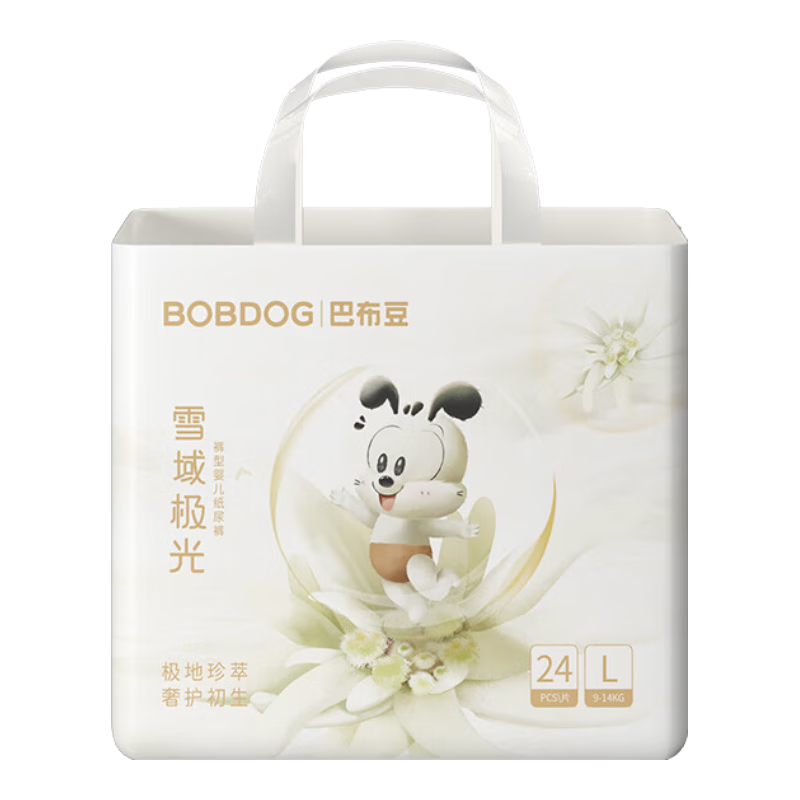 巴布豆（BOBDOG）雪域极光拉拉裤奢护透气L24片(9-14KG)婴儿尿不湿*4件 92元（合