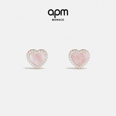 天降礼金：APM Monaco 粉母贝爱心耳钉 玫瑰金 轻奢感 女生耳环 552元