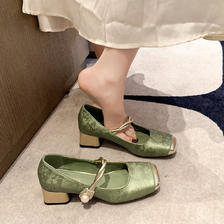 BELAMINIGA 玛丽珍高跟鞋2024年春夏新款复古气质百搭法式粗跟方头浅口单鞋女 