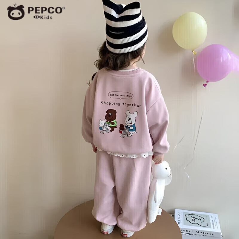 小猪班纳 女童洋气屁帘保暖加厚休闲卫衣卫裤两件套 41元（需用券）