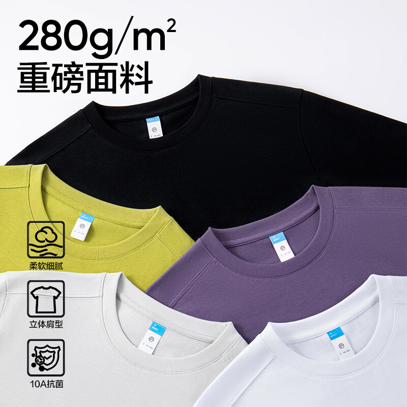 网易严选 280g重磅升级款 10A抗菌新疆棉纯棉短袖 男女同款 39.5元（需买2件，