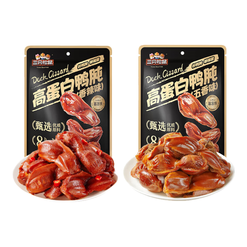 三只松鼠 高蛋白鸭肫 卤味熟食 五香味 250g*1袋 20.48元(需领券、需凑单)