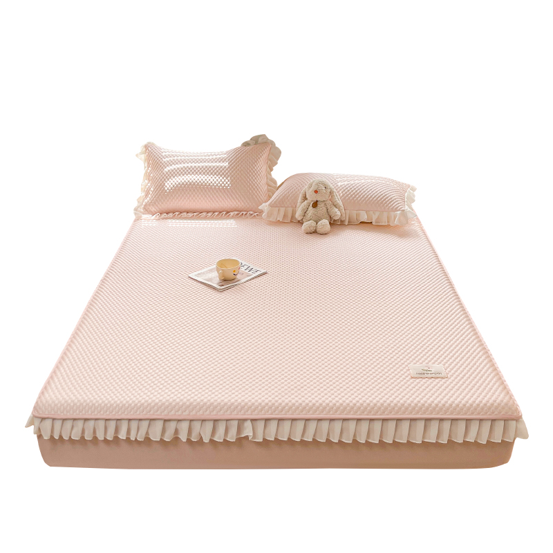 冰丝豆豆凉席床笠单件花边床罩席梦思床垫保护罩夏季床裙式床套罩 52元（