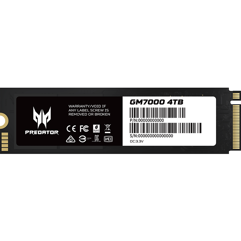 宏碁掠夺者（PREDATOR）4TB SSD固态硬盘 *2件(M.2接口(NVMe协议) GM7000系列｜NVMe PCI