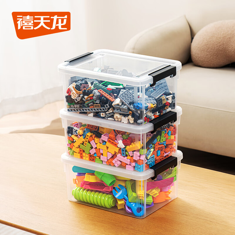 Citylong 禧天龙 口罩收纳盒药箱儿童玩具家用收纳箱杂物零食整理箱 透明3升3