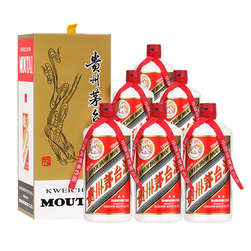 移动端、京东百亿补贴：MOUTAI 茅台 飞天 53度 酱香型白酒 750ml*6瓶 20170.06元