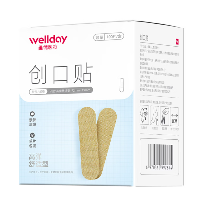 维德 创口贴 高弹舒适型 100片/盒 5.13元（需买3件，需用券）