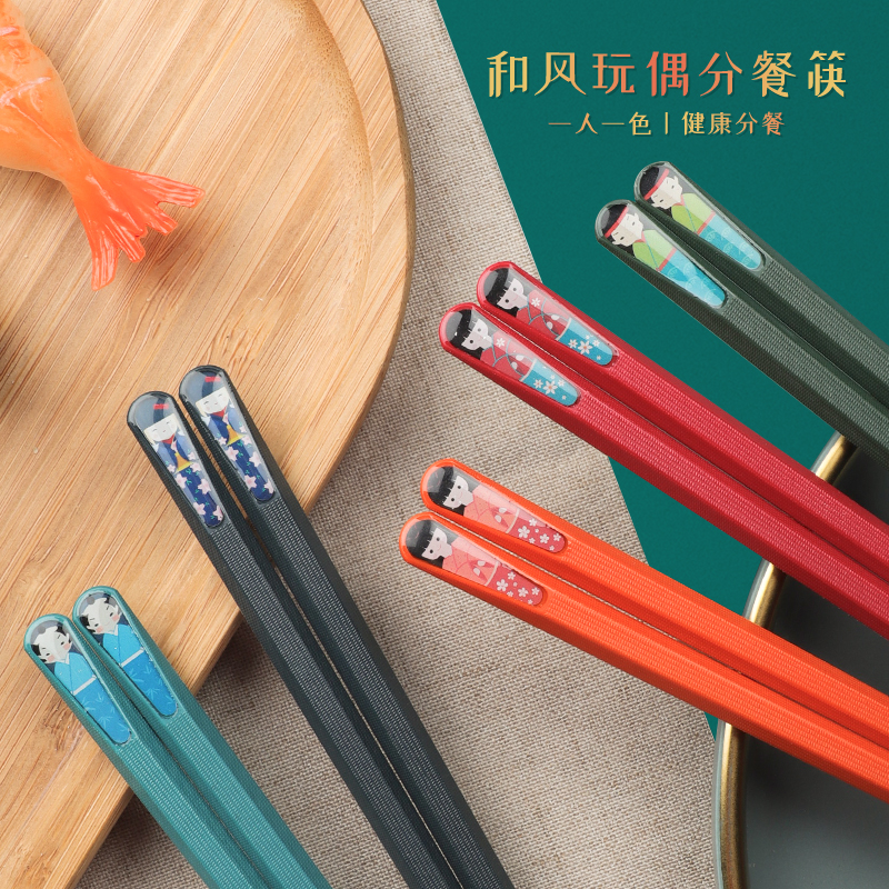 福万竹 日式合金筷子一人一筷家庭2021新款网红防霉家用高档耐高温 4.2元