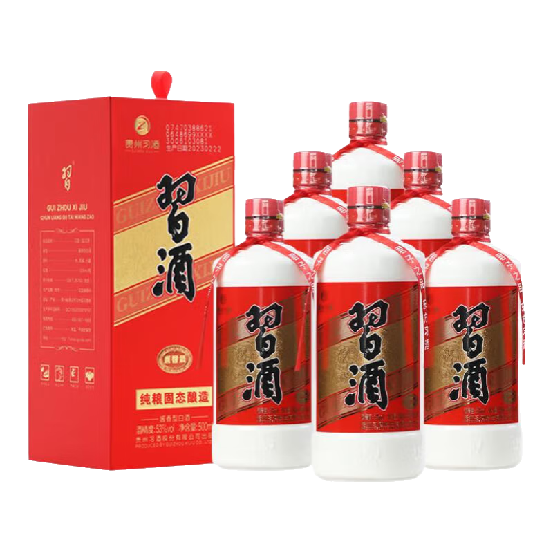 习酒 圆习酒 酱香型白酒 53度 500mL 6瓶 整箱装 468.01元