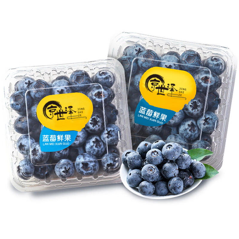 京世泽 国产高山蓝莓 时令蓝莓水果 4盒装125g/盒 14mm以下 44.9元