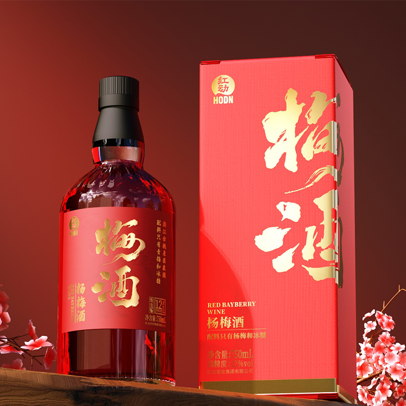 HONG DONG 红动 杨梅酒发酵果酒 750ml 瓶装 37.91元