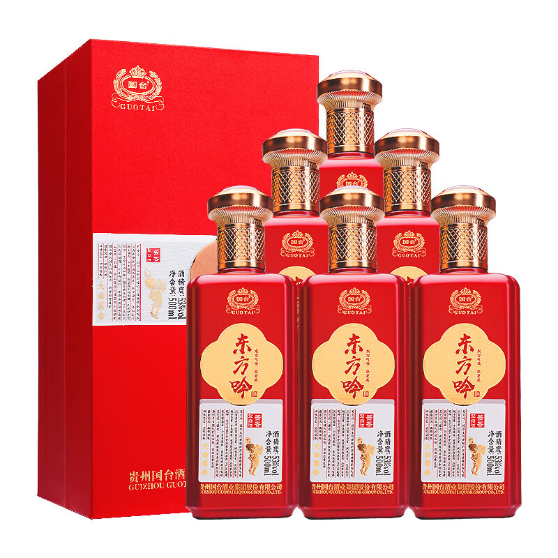 GUOTAI 国台 东方吟 酱香型白酒 纯粮酒 53度 500mL 6瓶 国台东方吟整箱 1100元（