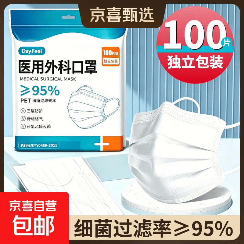 京东 白色口罩医用外科一次性三层医疗单独包装独立成人正品官方旗舰店 成人白[医用外科]100只独立装 8.49元 - 86线报