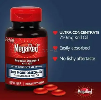 Schiff 旭福 MegaRed 富含Omega-3超浓缩南极磷虾油软胶囊 750mg*80粒