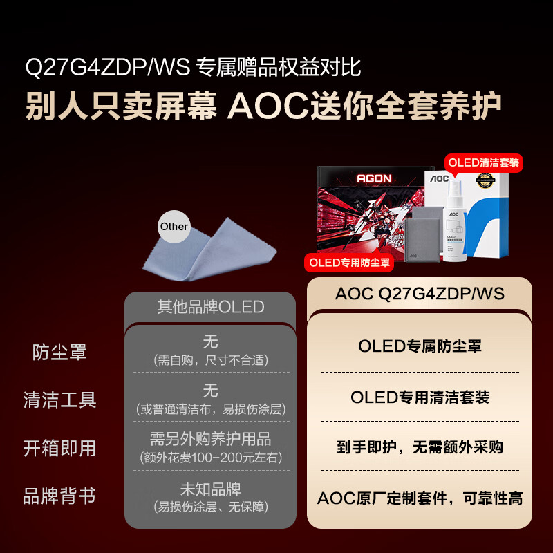 AOC 惊雪Q27G4ZDP/WS 2K280Hz第四代woled 惊爆价1999双11抢先购 1999元 - 清风线报