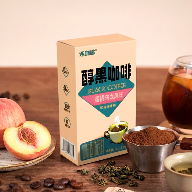 连咖啡 健身搭档 醇黑咖啡蜜桃乌龙风味1.8g*10条 4.78元